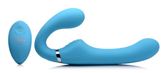 Picture of 10X Vibrating Silicone Strapless Strap-on - Blue