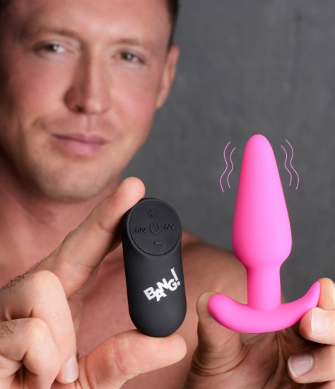Picture of Remote Control 21X Vibrating Silicone Butt Plug - Pink