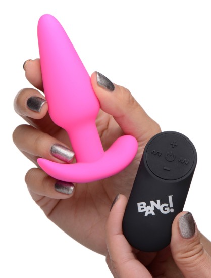 Picture of Remote Control 21X Vibrating Silicone Butt Plug - Pink