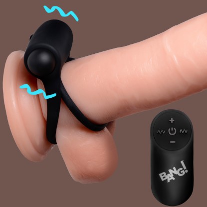 Picture of Remote Control 28X Vibrating Cock Ring and Bullet - Black
