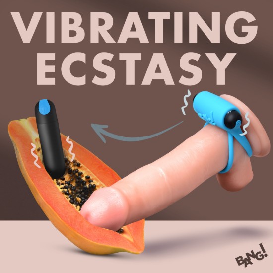 Picture of Remote Control 28X Vibrating Cock Ring and Bullet - Blue