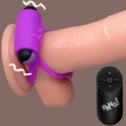 Picture of Remote Control 28X Vibrating Cock Ring and Bullet - Purple