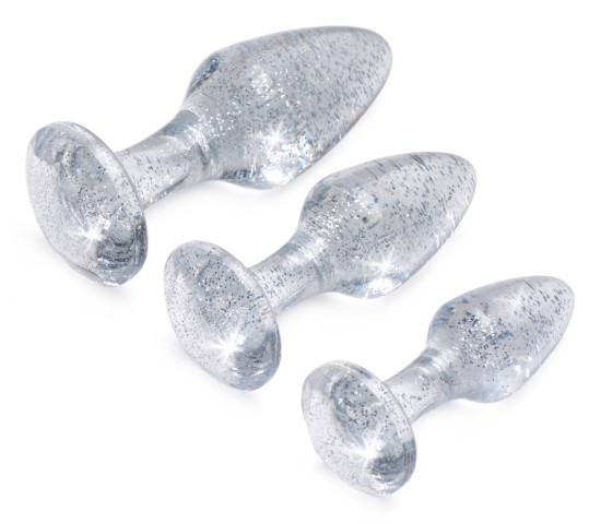 Picture of Glitter Gem Anal Plug Set - Silver
