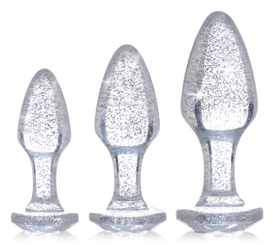 Picture of Glitter Gem Anal Plug Set - Silver
