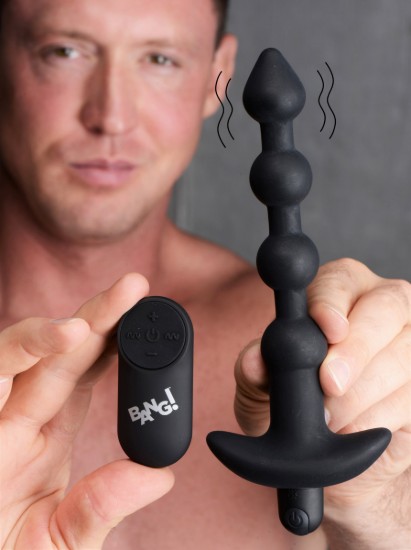 Picture of Remote Control Vibrating Silicone Anal Beads - Black