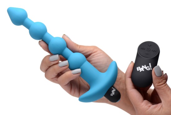 Picture of Remote Control Vibrating Silicone Anal Beads - Blue