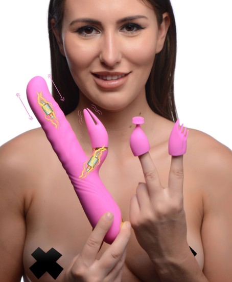Picture of 10X Versa-Thrust Vibrating and Thrusting Silicone Rabbit with 3 Attachments