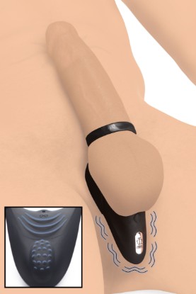 Picture of 10X Silicone Cock Ring with Vibrating Taint Stimulator