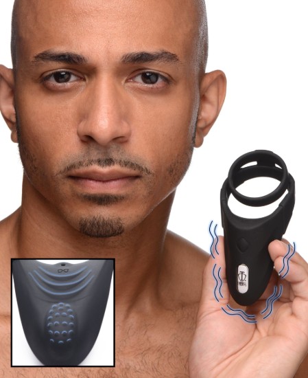 Picture of 10X Silicone Cock Ring with Vibrating Taint Stimulator