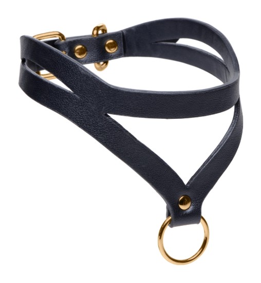 Picture of Bondage Baddie Black and Gold Collar with O-Ring