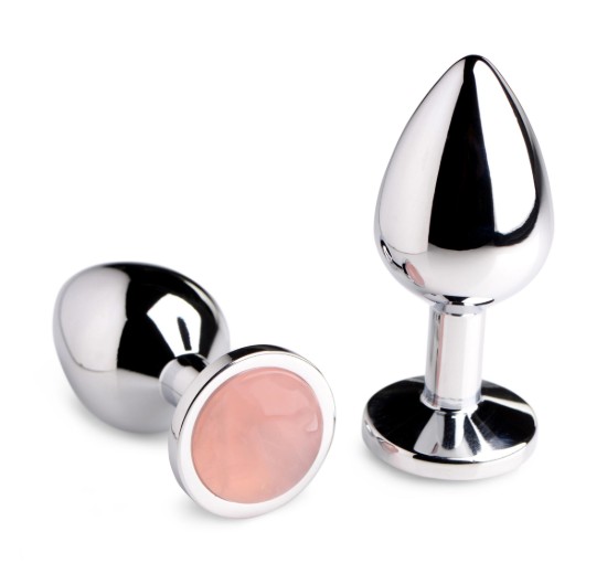 Picture of Authentic Rose Quartz Gemstone Anal Plug - Large