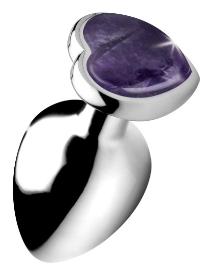 Picture of Genuine Amethyst Gemstone Heart Anal Plug - Large