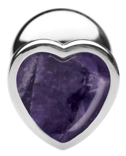 Picture of Genuine Amethyst Gemstone Heart Anal Plug - Large