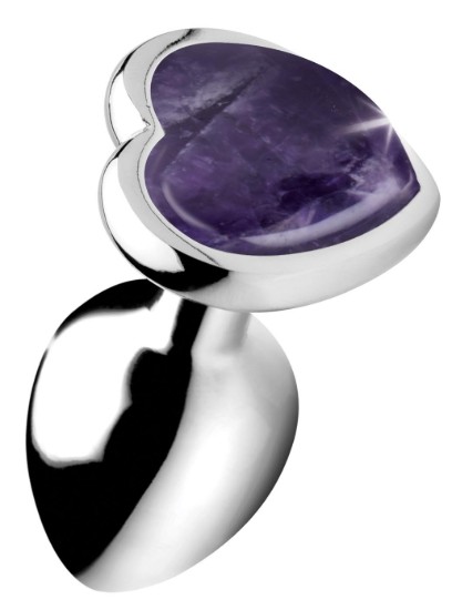 Picture of Genuine Amethyst Gemstone Heart Anal Plug - Small