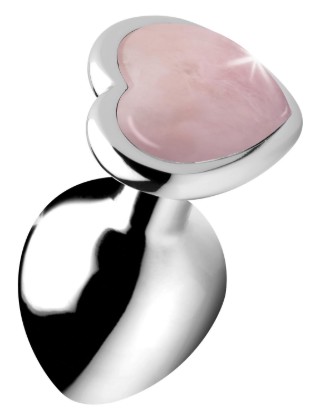 Picture of Authentic Rose Quartz Gemstone Heart Anal Plug - Medium