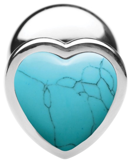 Picture of Authentic Turquoise Gemstone Heart Anal Plug - Large