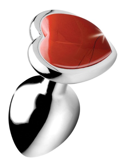 Picture of Authentic Red Jasper Gemstone Heart Anal Plug - Small