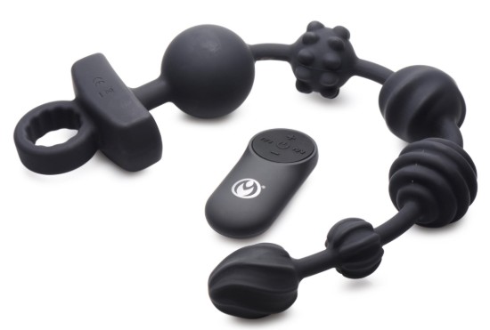 Picture of 21X Dark Rattler Vibrating Silicone Anal Beads with Remote