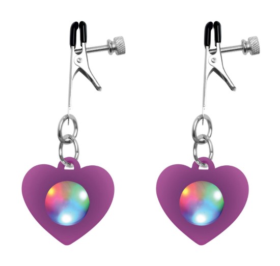 Picture of Silicone Light Up Heart Nipple Clamps
