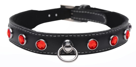 Picture of Fierce Vixen Leather Choker with Rhinestones - Red