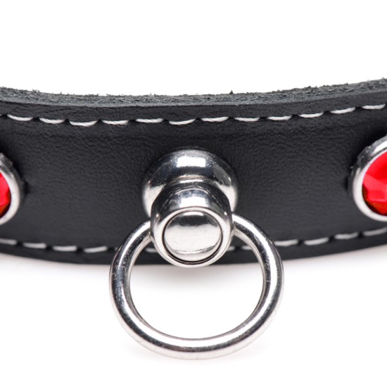 Picture of Fierce Vixen Leather Choker with Rhinestones - Red