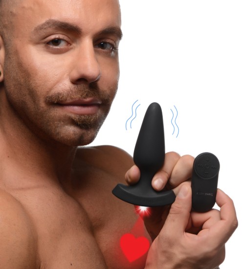 Picture of 28X Laser Heart Silicone Anal Plug with Remote â€“ Medium