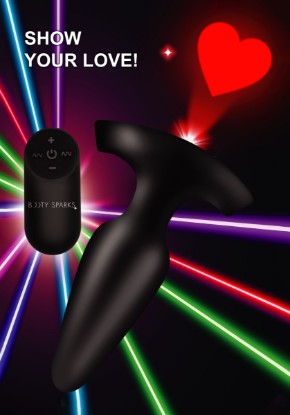 Picture of 28X Laser Heart Silicone Anal Plug with Remote â€“ Small