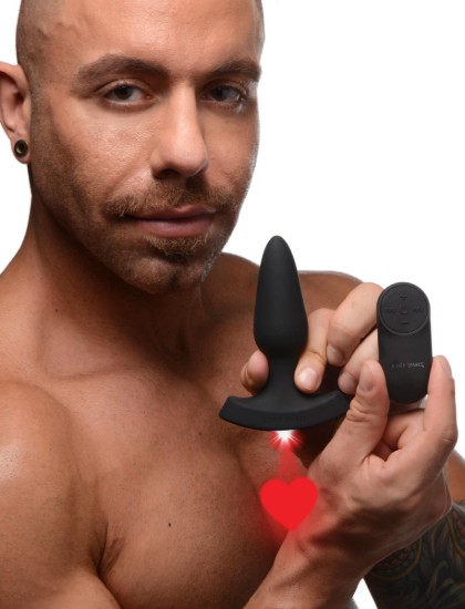 Picture of 28X Laser Heart Silicone Anal Plug with Remote â€“ Small