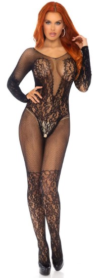 Picture of Net and Lace Crotchless Bodystocking