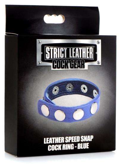 Picture of Leather Speed Snap Cock Ring - Blue