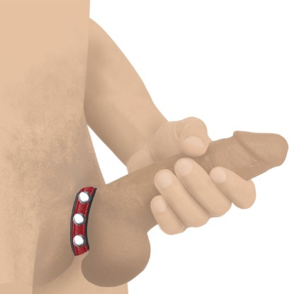 Picture of Leather Speed Snap Cock Ring - Red