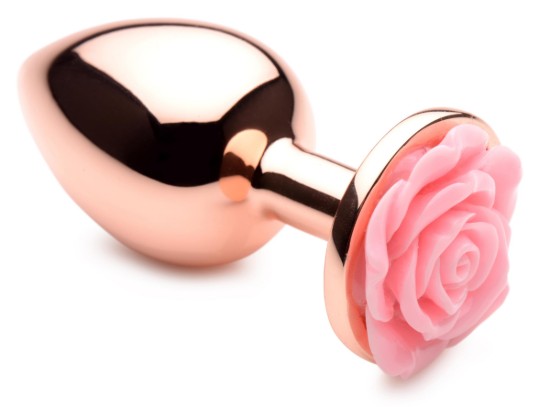 Picture of Rose Gold Anal Plug with Pink Flower - Large