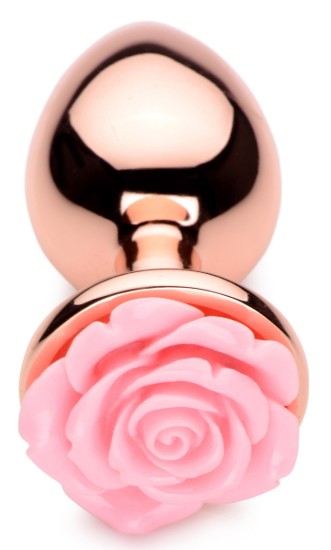 Picture of Rose Gold Anal Plug with Pink Flower - Large