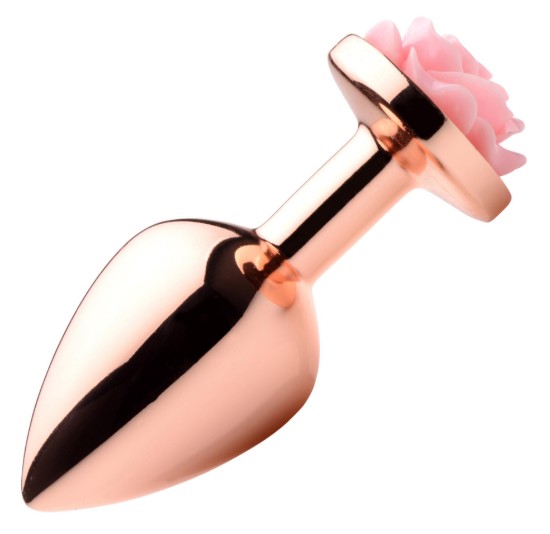 Picture of Rose Gold Anal Plug with Pink Flower - Medium