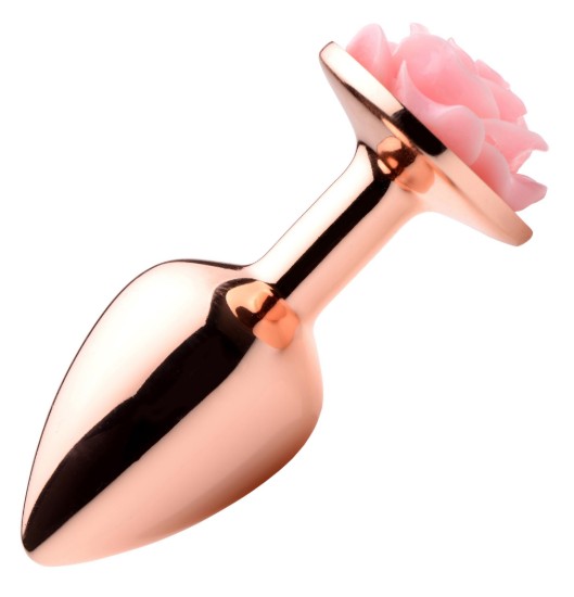 Picture of Rose Gold Anal Plug with Pink Flower - Small