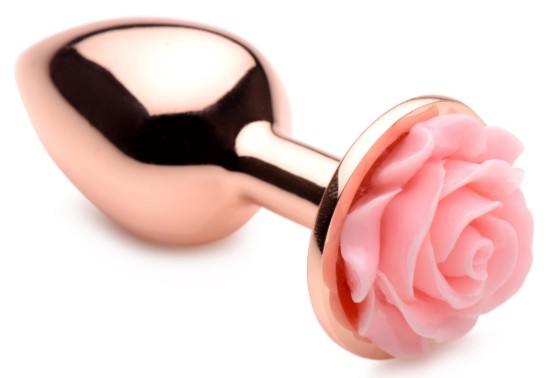 Picture of Rose Gold Anal Plug with Pink Flower - Small