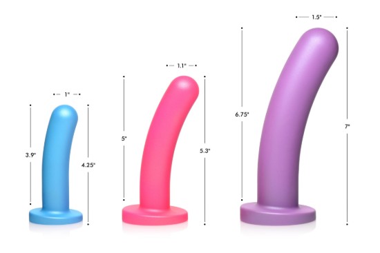 Picture of Triple Peg 28X Vibrating Silicone Dildo Set with Remote Control