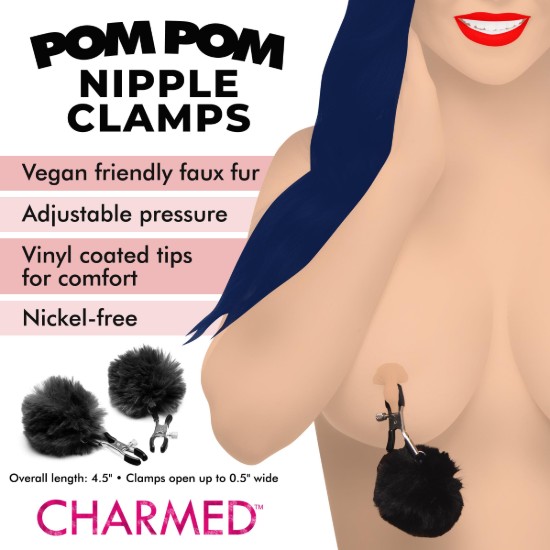 Picture of Pom Pom Nipple Clamps - Black