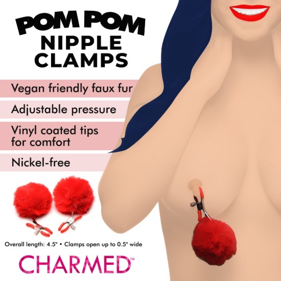 Picture of Pom Pom Nipple Clamps - Red