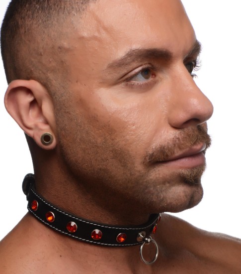 Picture of Rhinestone Choker with O-Ring - Red
