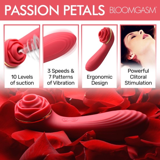 Picture of Passion Petals 10X Silicone Suction Rose Vibrator - Red