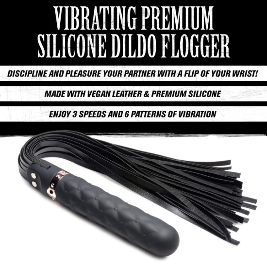 Picture of 9X Vibrating Silicone Dildo Flogger