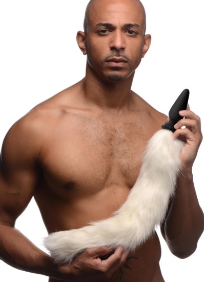 Picture of Large Anal Plug with Interchangeable Fox Tail - White