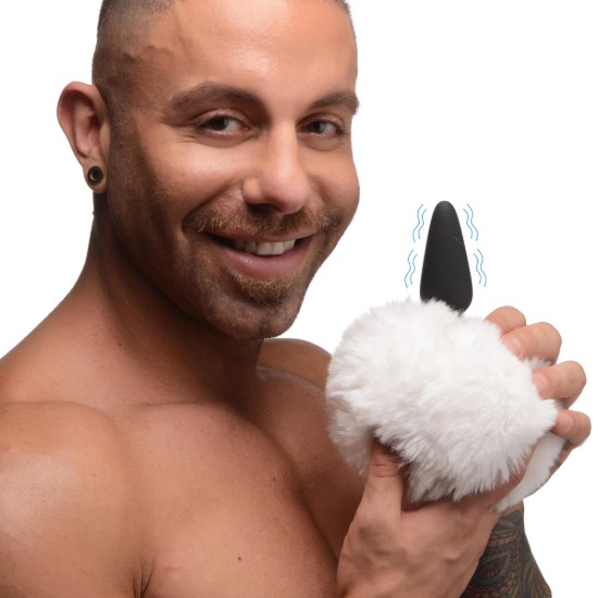 Picture of Small Vibrating Anal Plug with Interchangeable Bunny Tail - White