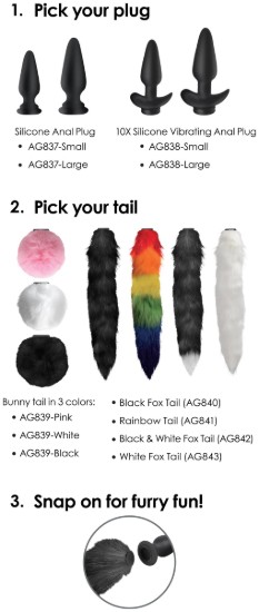 Picture of Large Vibrating Anal Plug with Interchangeable Fox Tail - Rainbow