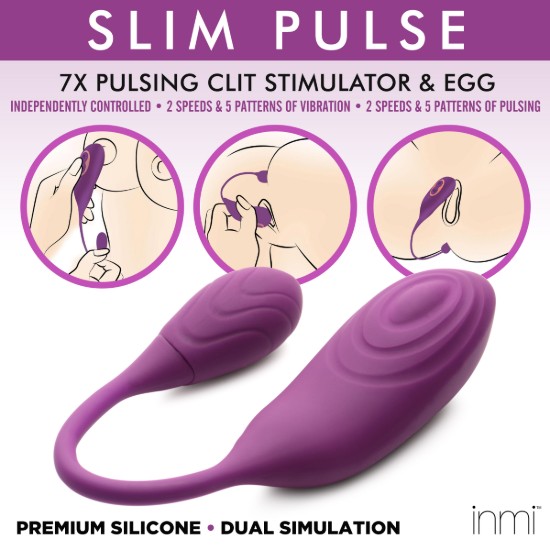 Picture of Slim Pulse 7X Pulsating Silicone Clit Stimulator and Vibrating Egg
