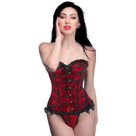 Picture of Scarlet Seduction Lace-up Corset and Thong - Large