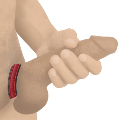 Picture of Velcro Leather Cock Ring - Red