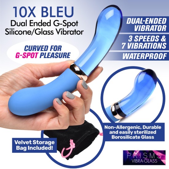 Picture of 10X Bleu Dual Ended G-Spot Silicone and Glass Vibrator