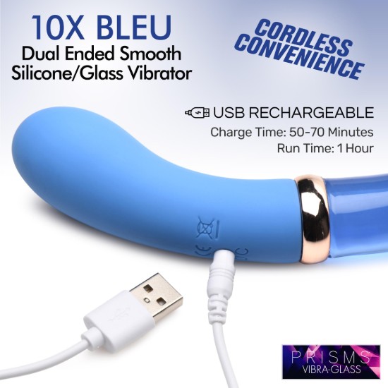 Picture of 10X Bleu Dual Ended G-Spot Silicone and Glass Vibrator